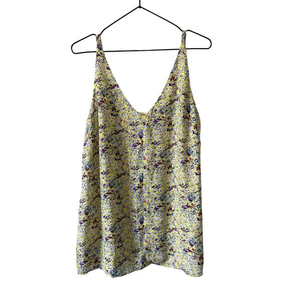 CAbi Women's Yellow Floral Tank Blouse Lined Sz S Relaxed Fit - Picture 1 of 7